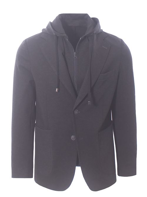 jacket with bib in technical jersey DETWELVE | NF-TWO B JKT G101DK GREY
